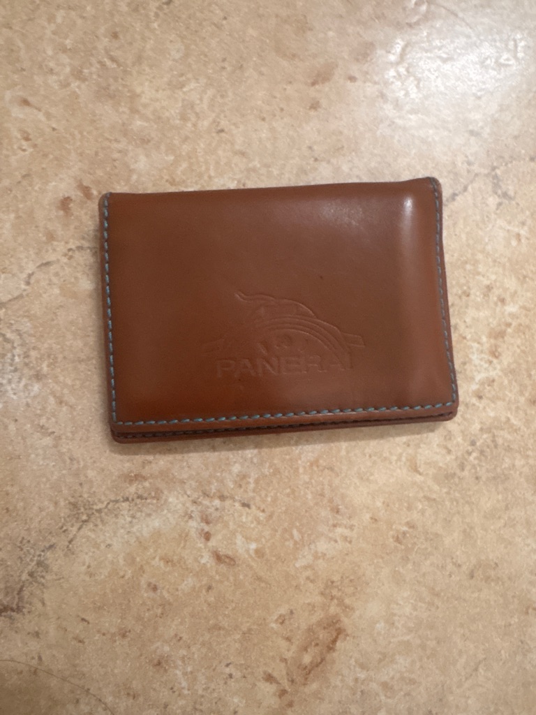 Panerai Cognac Leather Card Case With Contrast Stitching
